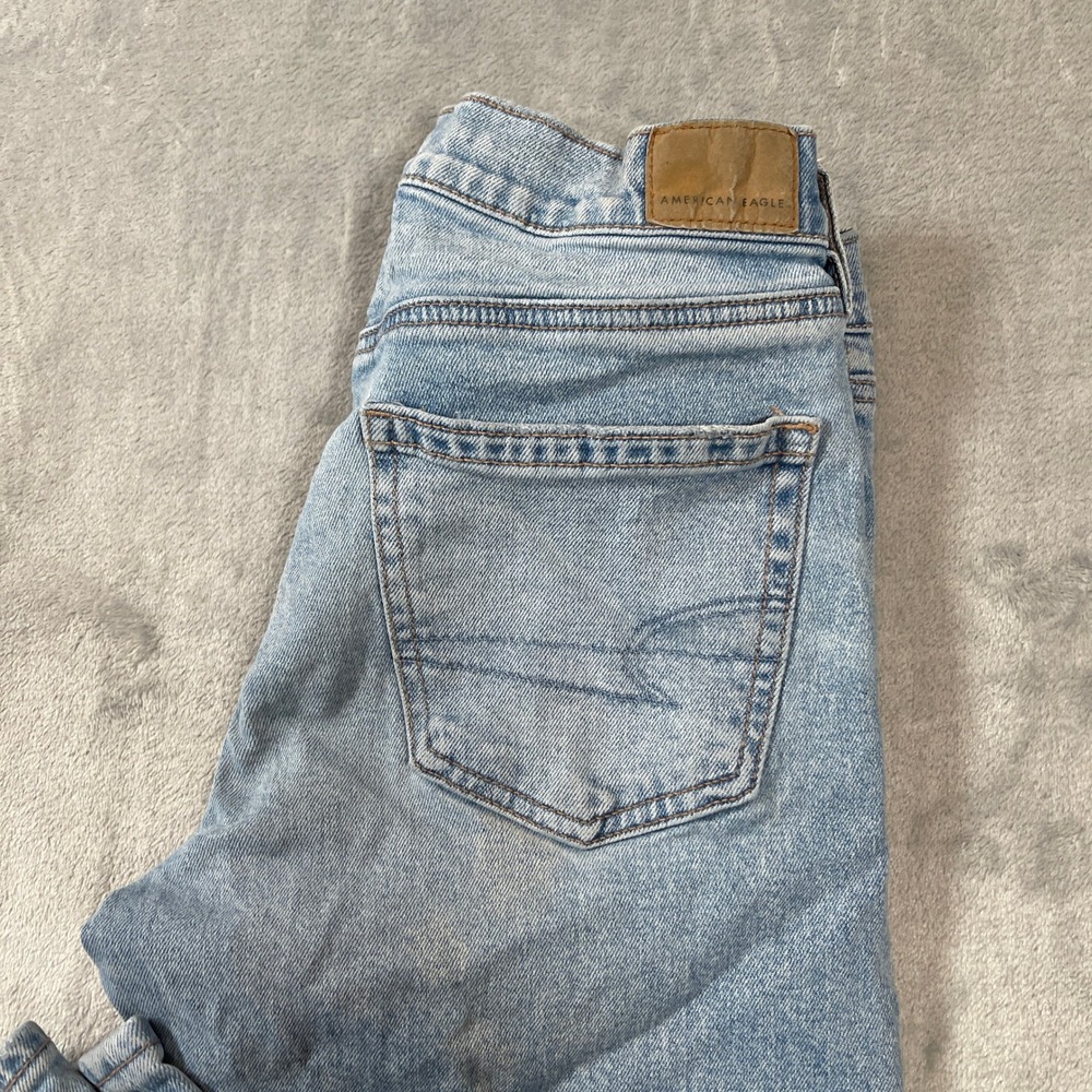 American Eagle Jeans Size 0 Regular Stovepipe High Rise Straight Leg Light Wash - Picture 8 of 8